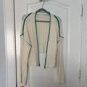 Cream and Green Women's Sweater